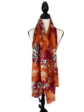 Burberry Orange Floral Scarf